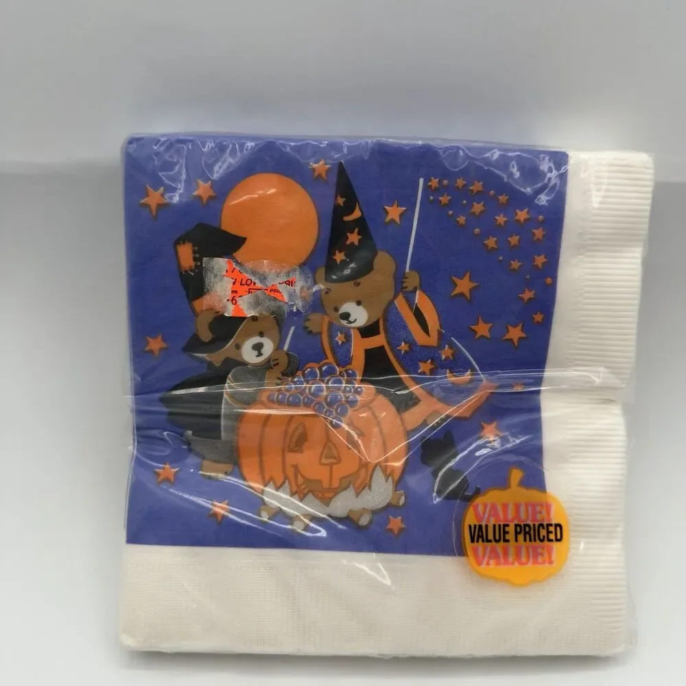 American Greetings VTG Halloween Party Napkins Teddy Bears Witches 24 Count 90’s